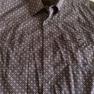 Roper Men's Red and Blue Diamond Pattern Shirt